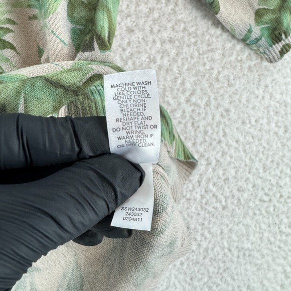 J. Jill Green Leaf Print Pullover Sweater Womens 3/4 Sleeve Stretch Size PM - Picture 11 of 12